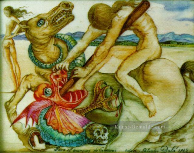 St Georg und der Drachen Surrealismus Ölgemälde